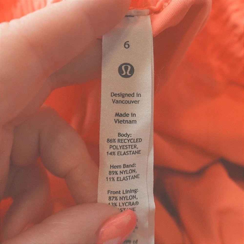 Lululemon Hotty Hot High-Rise Skirt size 6 Long Lined Orange‎ No. LW8AEAT